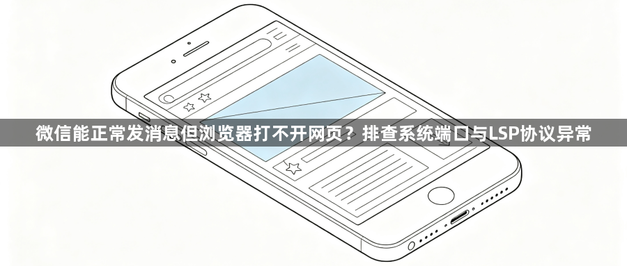 微信能正常发消息但浏览器打不开网页?排查系统端口与LSP协议异常1